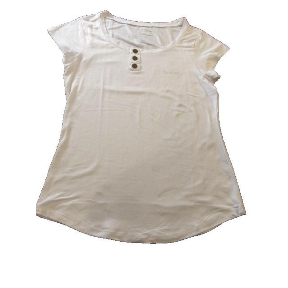 Calvin Klein Women’s White Henley Short Sleeve Tee XL NWOT Button Front Top